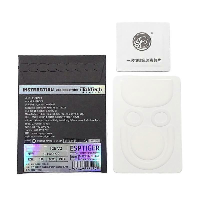 מחליקי עכבר רפידות רגלי גלישה Ice V2 Esptiger מדבקת רגלי עכבר למשחקים עבור Logitech G Pro X Superlight 2 עכבר לבן