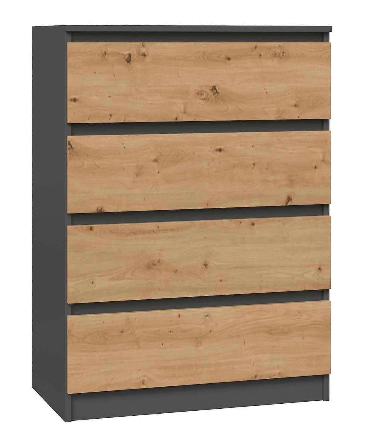 Kommode Schrank mit 4 Schubladen M4 anthrazit / Eiche artisan
