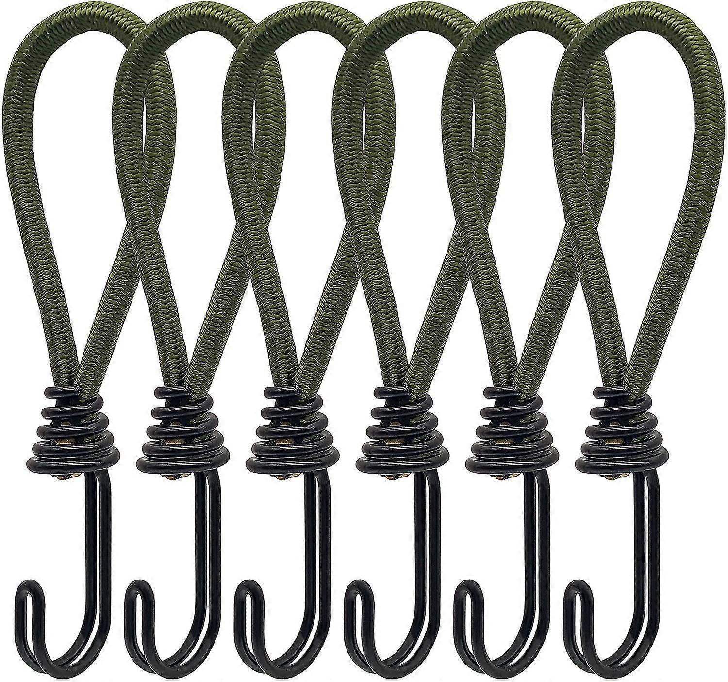 6pcs Rubber Bungee Cord With Spiral Hooks For Tents, Tarps, Pvc Banners, Pavilions, Trampolines, Shade Sail