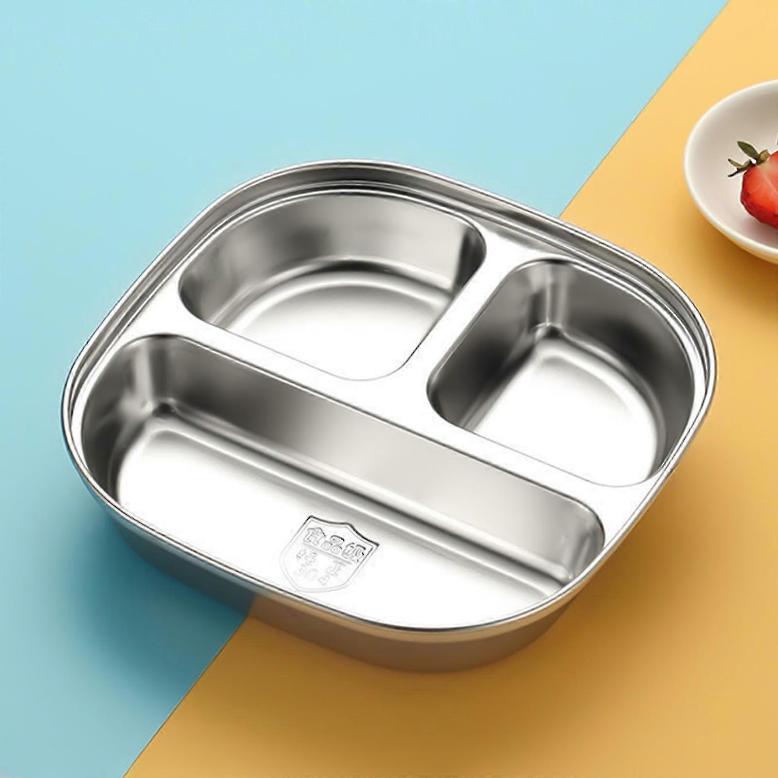 Assiettes compartimentées en acier inoxydable pour enfants, assiettes indestructibles pour enfants, jolies assiettes compartimentées pour les mangeurs difficiles, déjeuner, camping