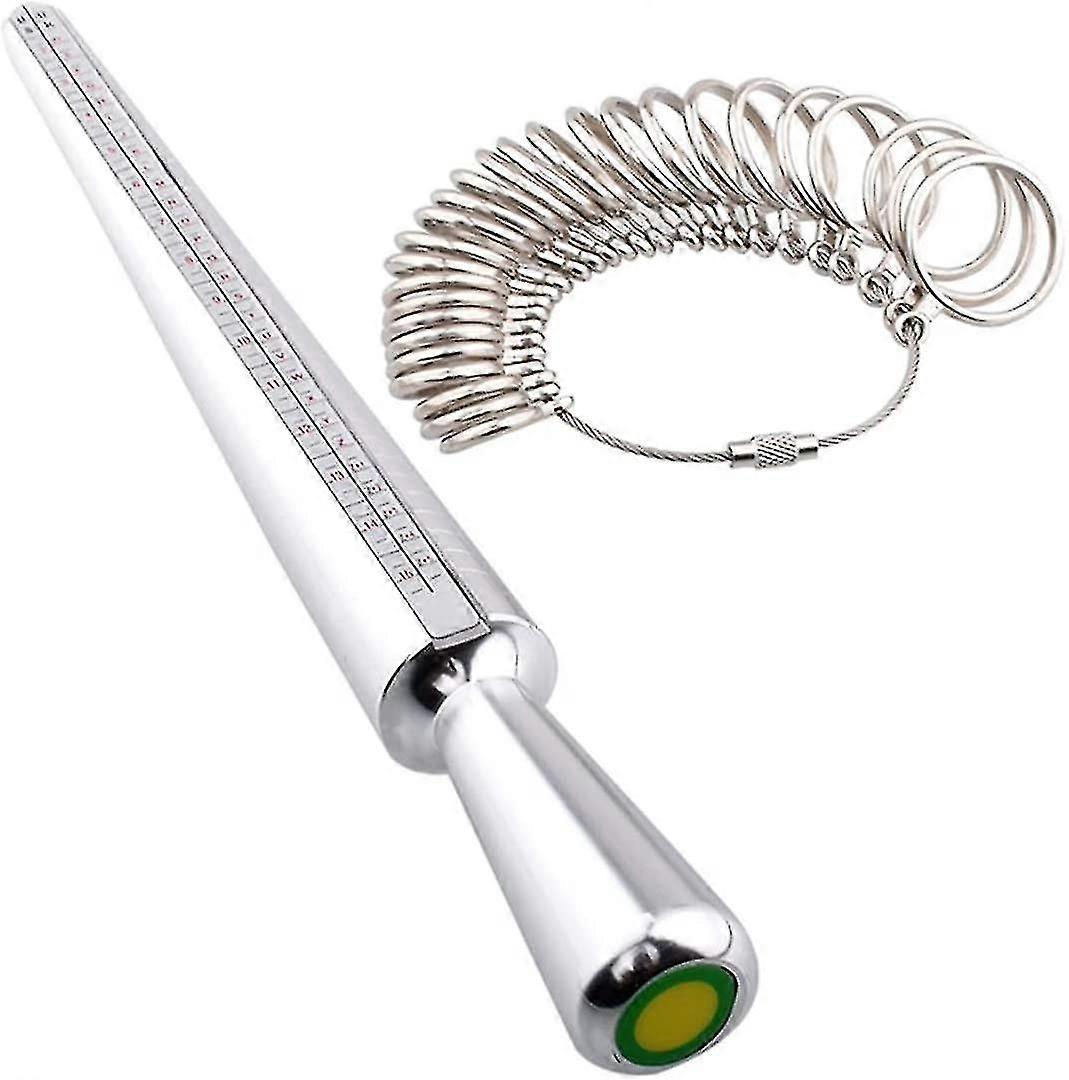 כלי מדידה למידת טבעות, 4 גדלים מקל מדידת טבעות מתכת וסט כלי מדידה למידת אצבע