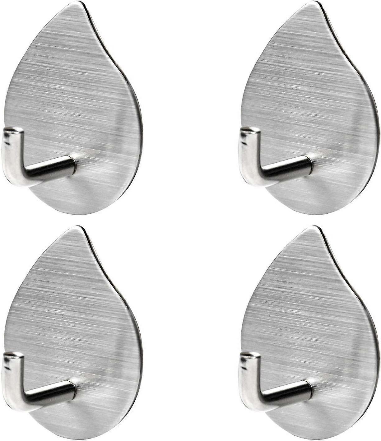 4 Pieces Adhesive Hooks Self Adhesive Wall Hooks Stainless Steel Hooks Anti Rust Waterproof No Drilling for Bedroom Bathroom Kitchen