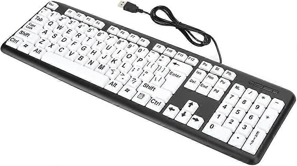 Elderly Keyboard, 104 Keys Low Vision Keyboard Large Letter Keyboard USB Wired Old People Keyboard with White Oversized Print Keys for Seniors and Tho