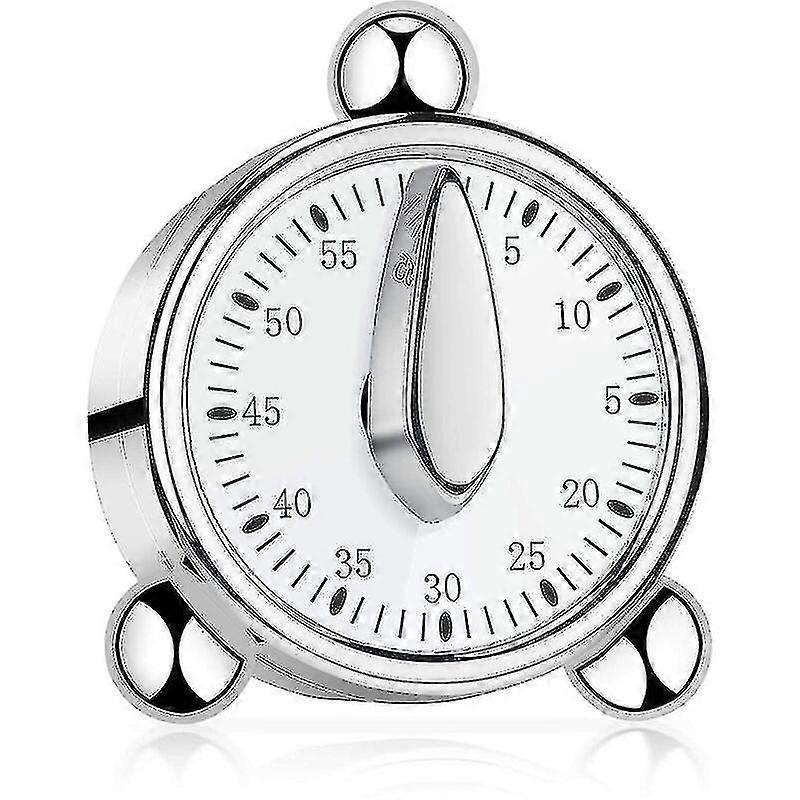 60 Minute Kitchen Timer, Mechanical Timer For Kids, Manual Timer For Cooking, Learning (silver)