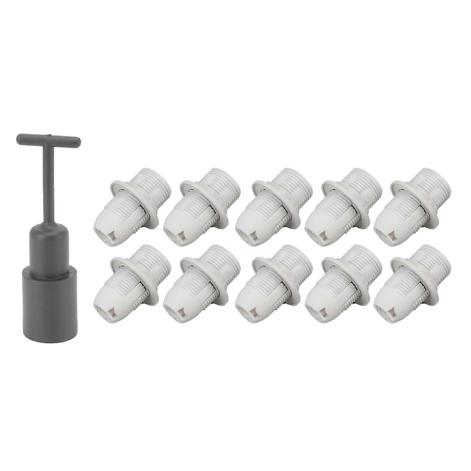 E14 Lamp Holder 10PCS High Temperature Resistant ABS with Sleeve Light Socket Base White