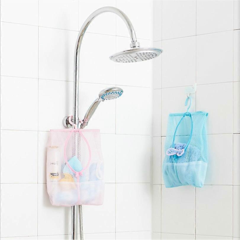 3 Pack Multi-Function Clothes Peg Bag with Hanger, Home Over Door Mesh Storage Bag(Green+Blue+Pink)