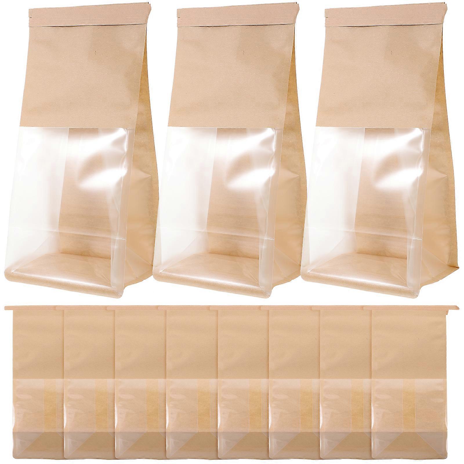 50pcs Paper Bread Bags with Clear Window Bread Bags Large Paper Bakery Bag with Window