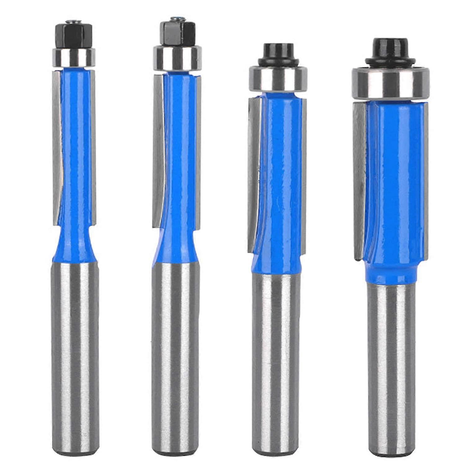 4 Pcs Router Bit Set 8mm Shank, Wood Copy Router Bit, Router Bits with Top Bearing, Flush Milling Cutter, for DIY Carpentry Cutting (4)
