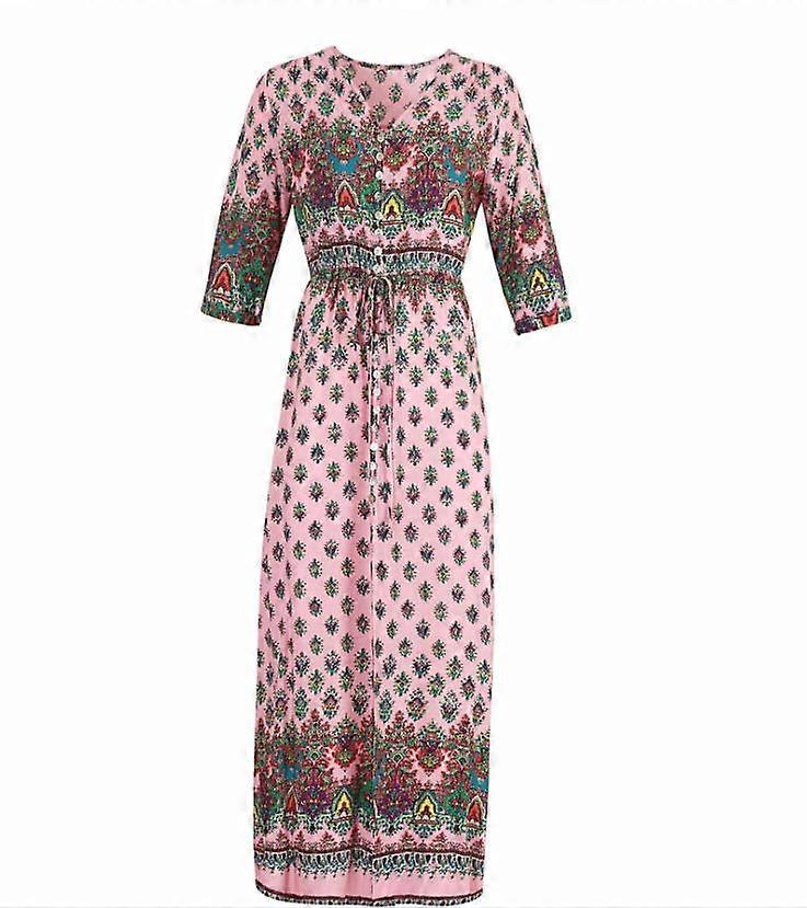 Geblümtes Maxikleid in Rosa