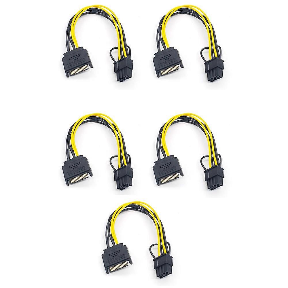 5PCS 15Pin SATA Male to 8Pin(6+2) PCI-E Supply Cable 20cm SATA Cable 15-Pin to 8 Pin 18AWG Wire for