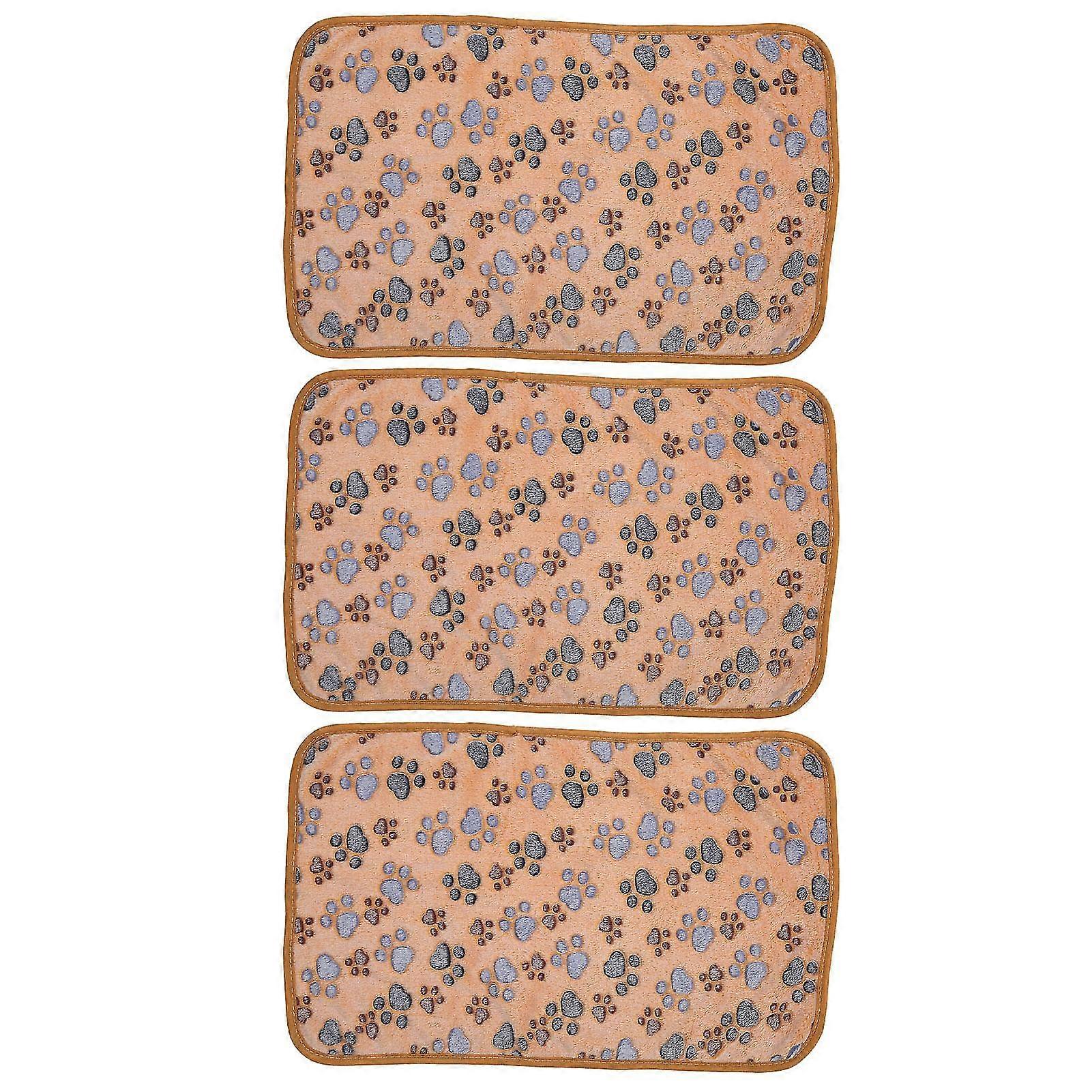Dog Paw Print Fleece Blanket, Coral Fleece Pet Bed, Soft Cozy Sleep Mat for Puppies Dogs, Machine Washable, Light Tan