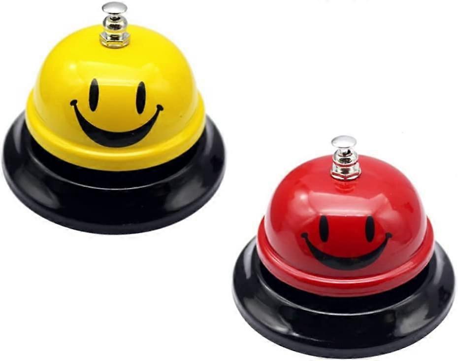 2pcs service desk cloche compteur cloche appel cloche rception cloche cloche table manger bar pour htel comptoir de rception Jaune/ Rouge