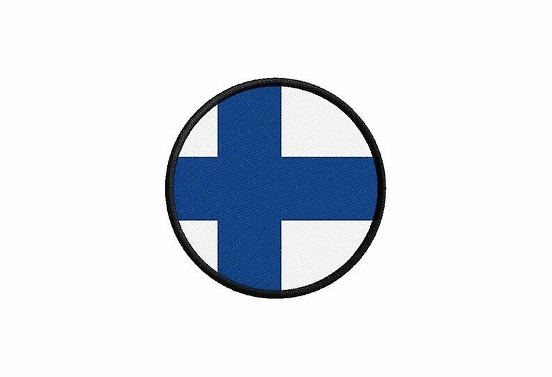 Patch ecusson Finnish flag printed thermosticker round round round round