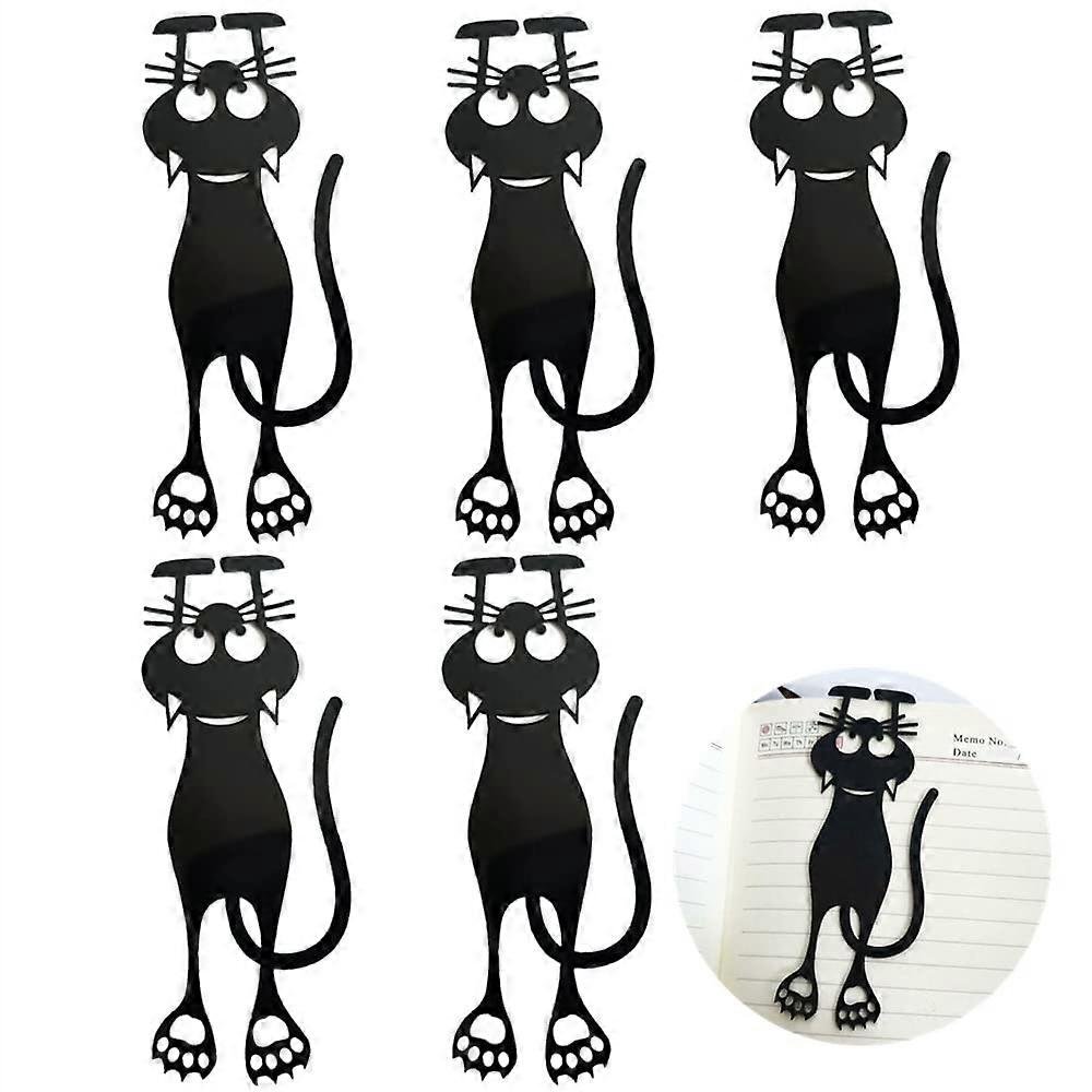 5pcs Bookmark Curious Cat Black colour Shaped cat 12cm Plastic