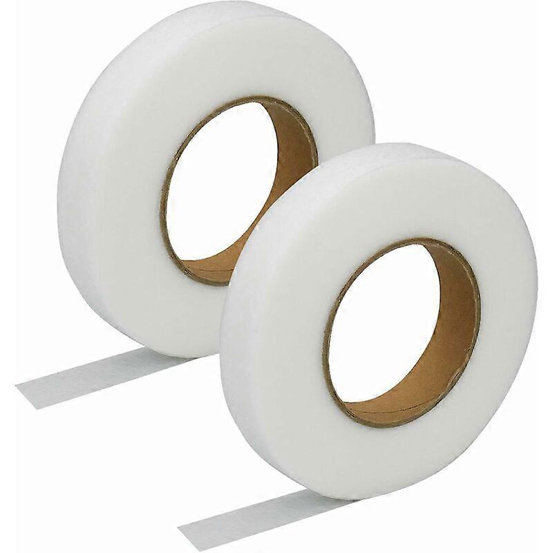 2PCS White Hem Iron-on Tape 2cm x 64m, Double Sided Quick Iron-on Tape for Fabric Curtains to Reinforce Clothes Pants