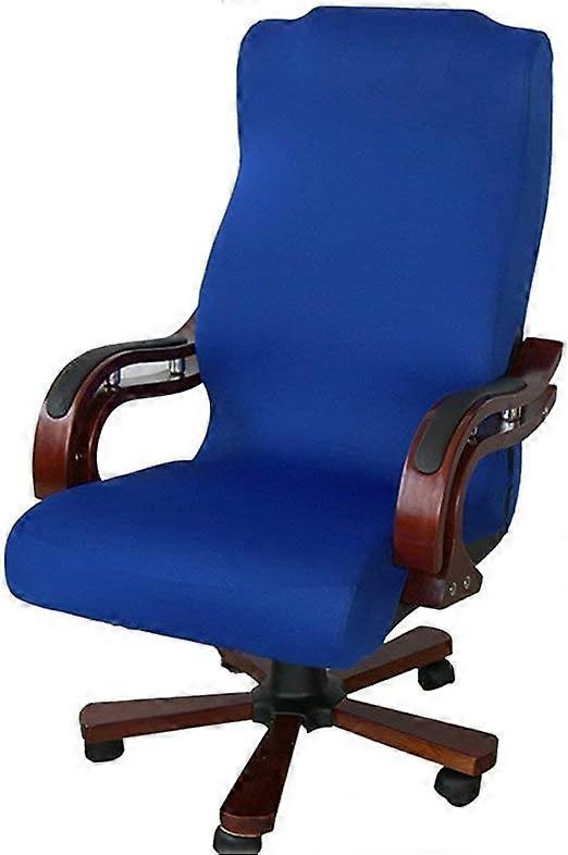 Office computer chair cover (blue L), universal replaceable, detachable, rotating, elastic desk, boss's armchair cover, slippers