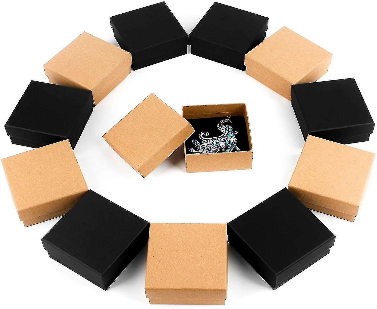 12pcs Kraft Box (black And Brown)