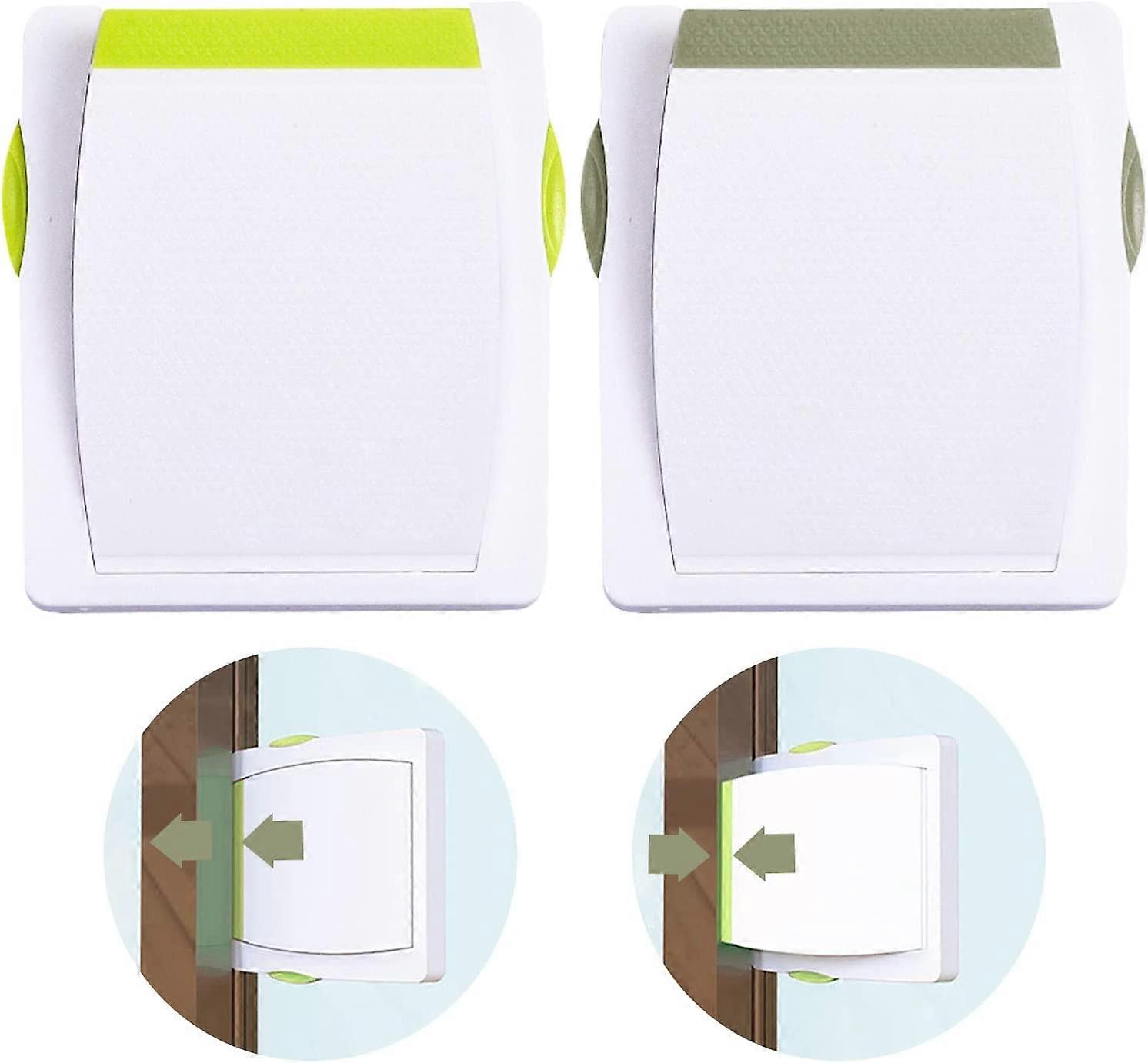 Baby Door Block 2 pcs Sliding Door Block Without Drilling Adhesive Lock,Gray and Green