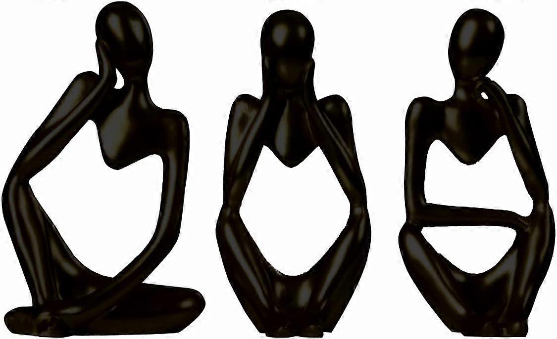 Thinker Statue Bookshelf DecorAbstract Art Sculpture Gold Statue DecorThe Thinker Statue Home Decor for Living Room, Office, Desktop Decor Set of 3 C