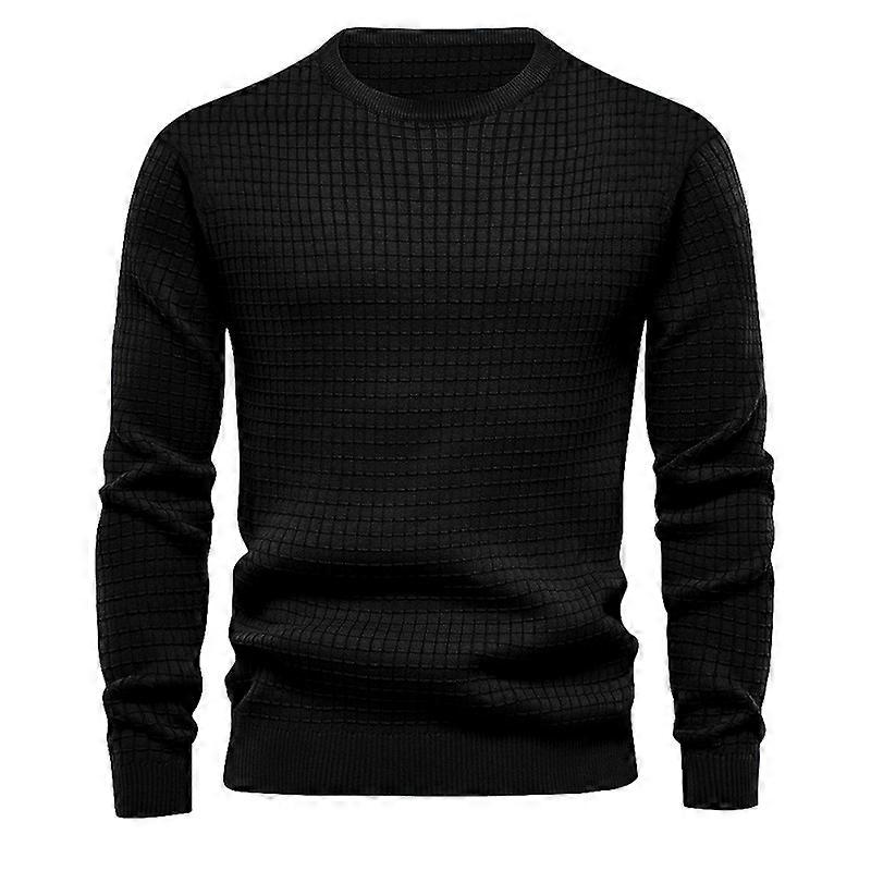Crew Neck Sweater for Mens Knitted Pullover Sweaters with Solid Stripe