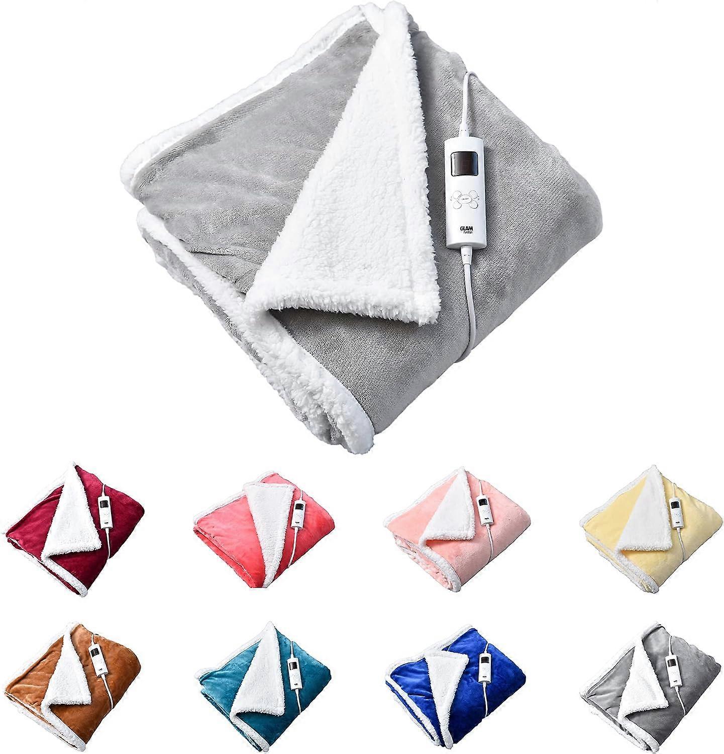 Heated Throw Electric Fleece Over Blanket Sofa Bed Large 160 X 130cm - 6 Heat and 9 Timer Auto Shut Off - Soft Reversible Design - Digital Control - M