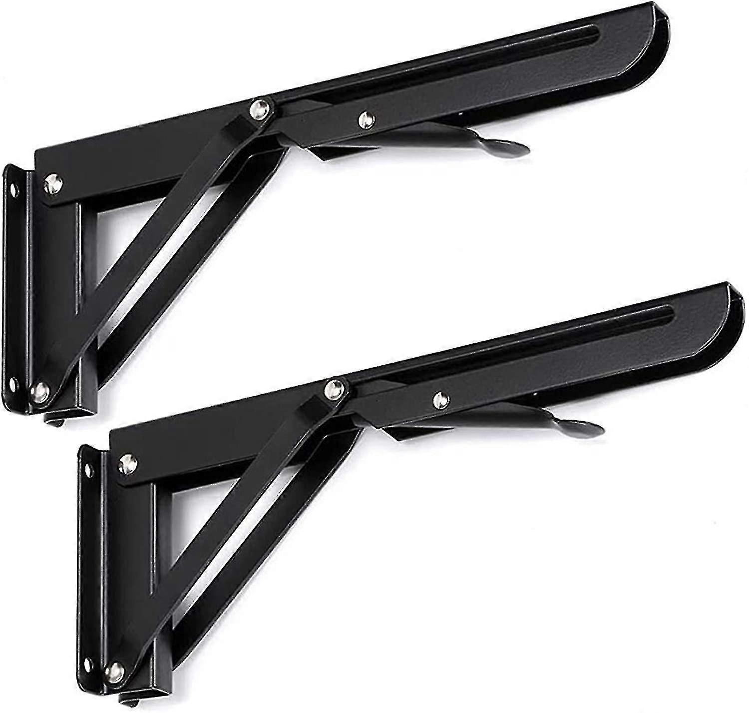 Kitchen Stainless Steel Folding Shelf Brackets (black) 2 Pieces