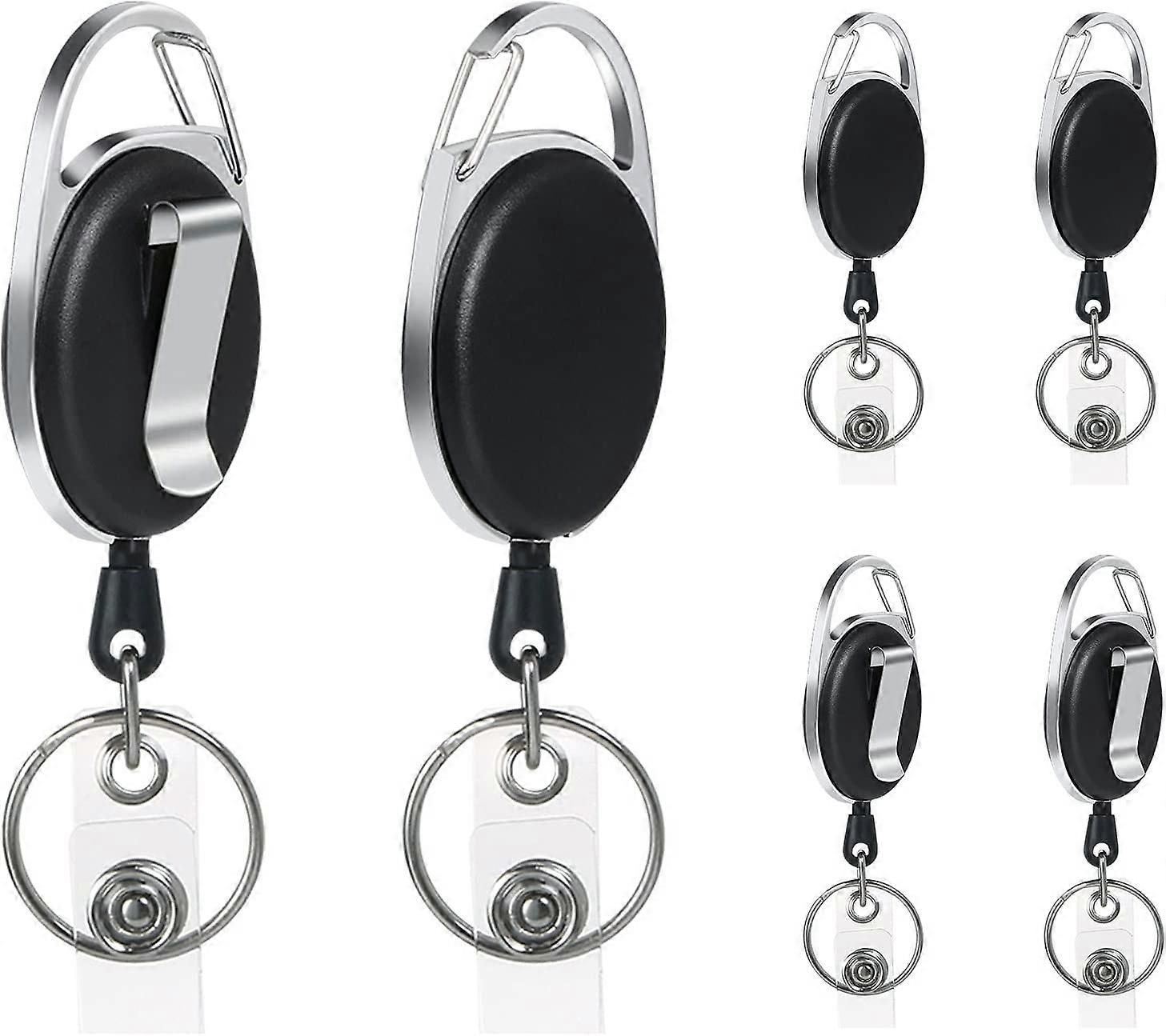 Retractable Badge Holder with Key Tape Reel for Keyring ID Badge Holder - 3 Pieces (A-5-F6)