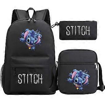 3-Piece Disney Stitch Kids Backpack Set Cartoon Stitch Print