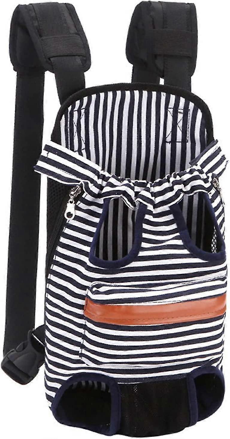 小型犬用ポータブルフロントチェストペットキャリアバックパック猫、ストライプ(ミディアム)