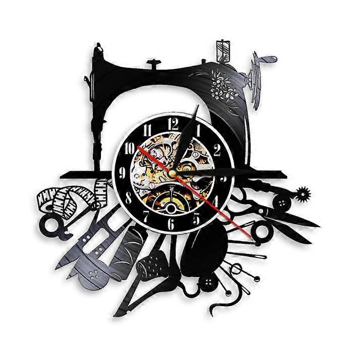 Sewing machine Vinyl record wall clock,retro decorative wall clock