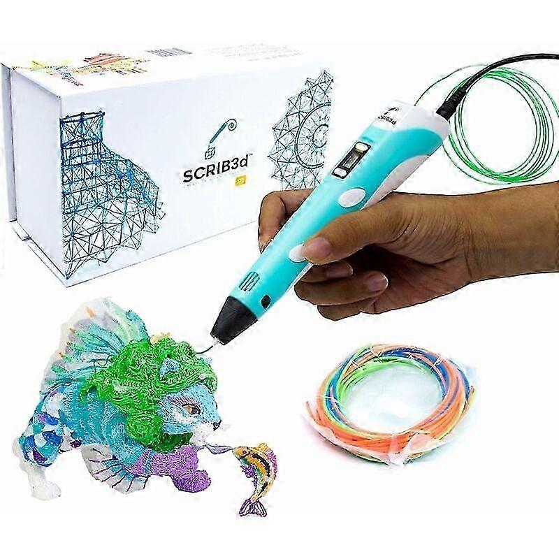 Stylo 3D - Comprend un stylo 3D, 3 couleurs de dpart de filament PLA, un livre de pochoirs + un guide de projet et un adaptateur