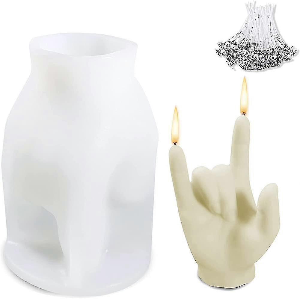 Candle Shape Silicone With 50 Pieces Candle Wicks 3d Gesticulating Candle Shape