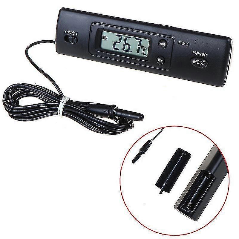 Auto Car In-outdoor Thermometer W/sensor For A/c Digital Lcd Display