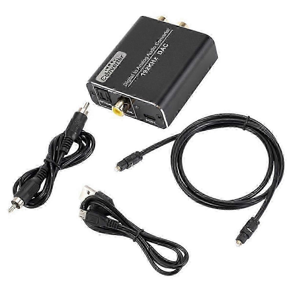 Digital to Analog Audio Converter 192KHz DAC, Optical&Coaxial to Analog Stereo L/R RCA +3.2Ft Optic