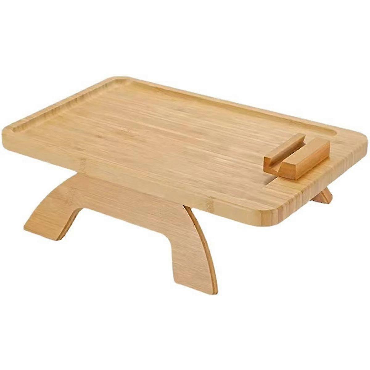 Foldable Couch Tray with 360 Rotating Phone Holder for Sofa Side Table