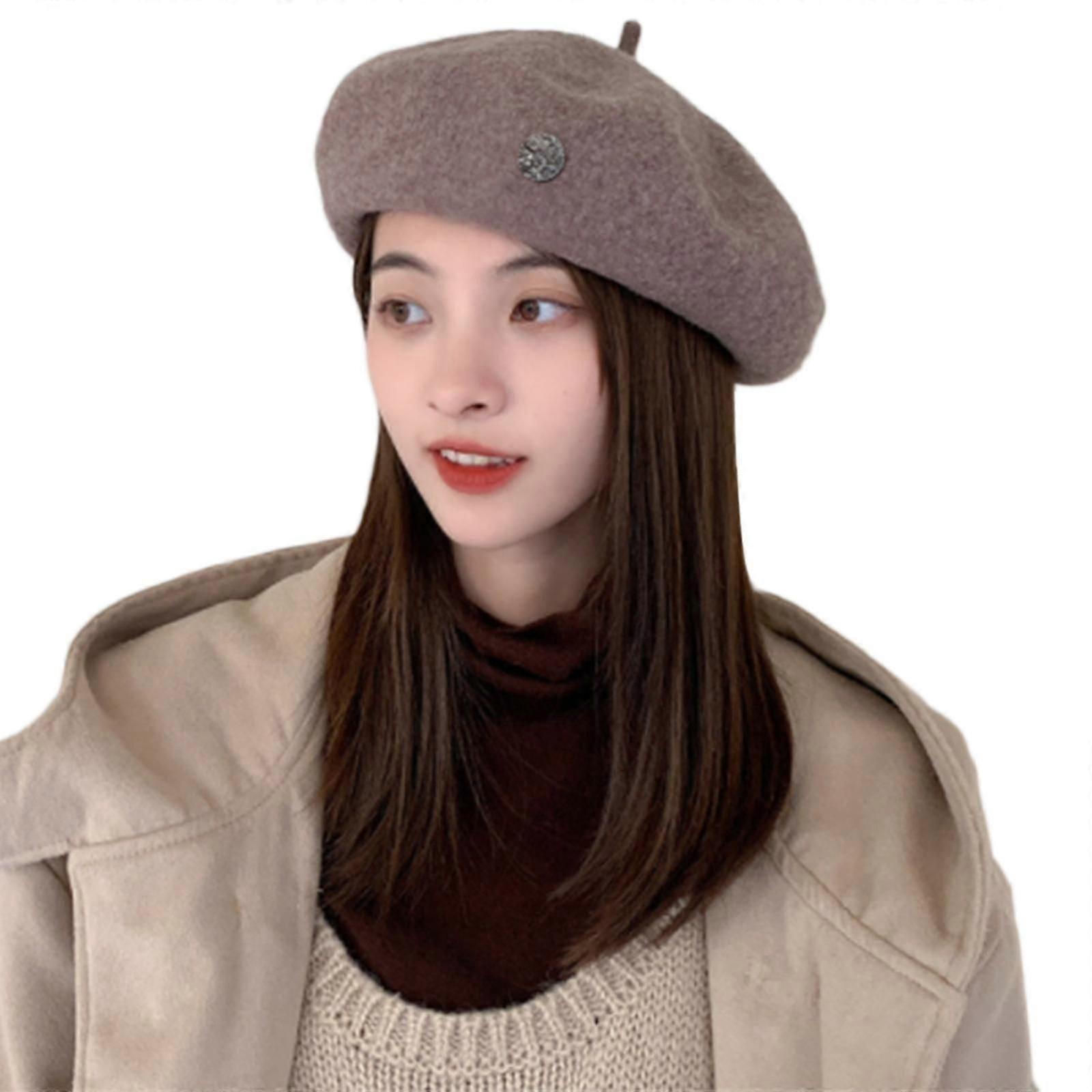 Solid Color Octagonal Cap Simple Woolen Beret Painter Hat For Halloween Xmas-XK5409