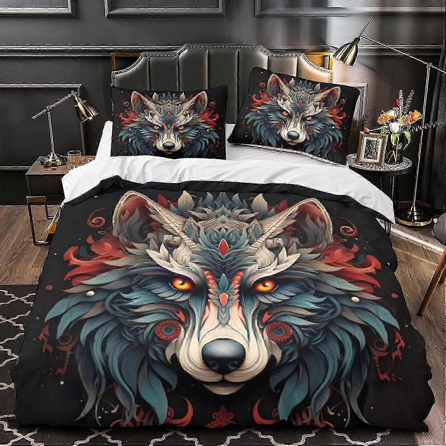 J3758 Lençóis Conjuntos de Capa de Edredom de Lobo com Fronha Impresso em 3D Conjunto de Cama de Microfibra Macia Capa de Colcha com Fecho de Zíper Oculto Edredom Colcha f