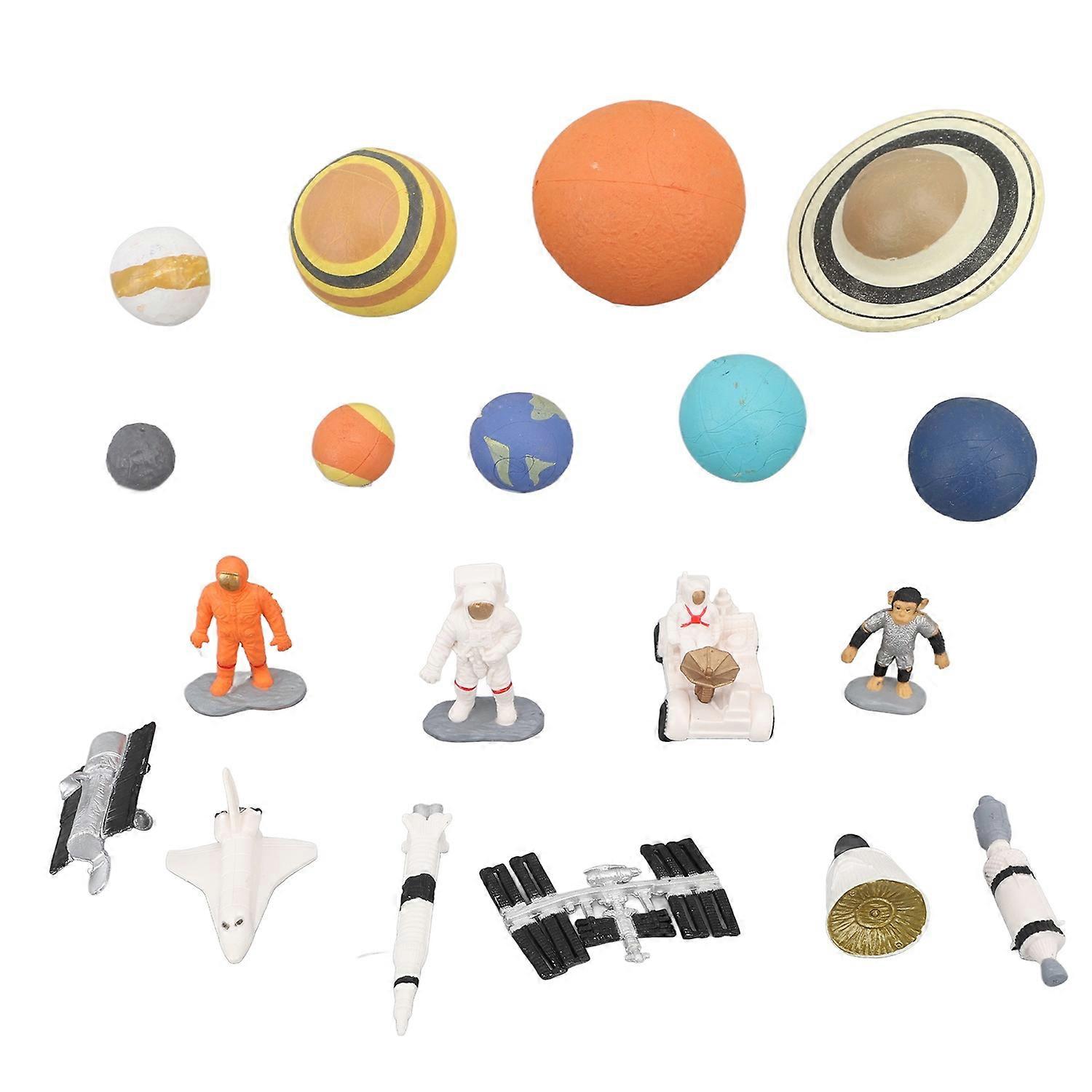 Astronaut Space Figurine Planets Playset with Astronaut Moon Satellite Space Adventure Toy Playset C
