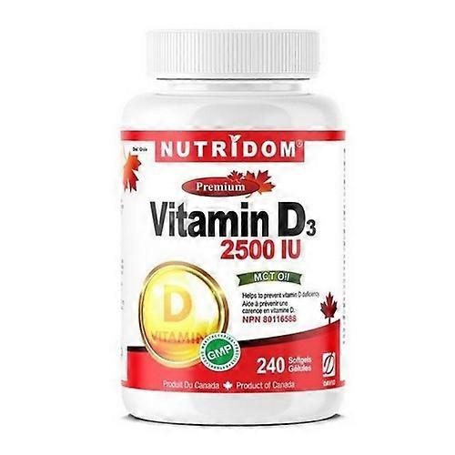 Nutridom Vitamin D3 with MCT Oil,2500 IU,240 Softgels