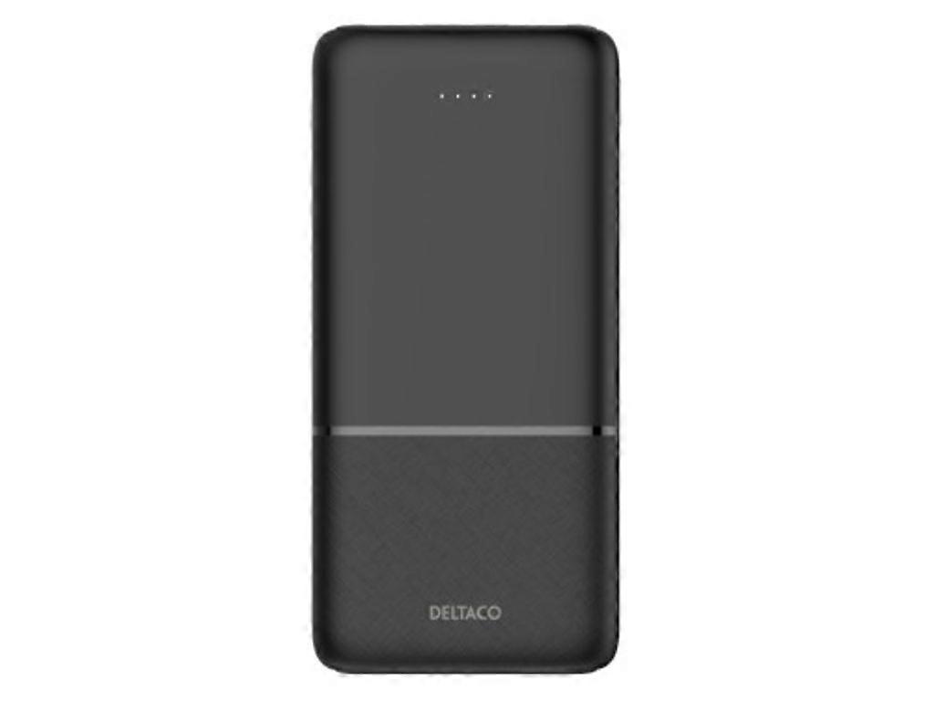 Deltaco Powerbank 10,000 mAh, 2x USB-A 18 W, 1x USB-C PD 20 W - Black