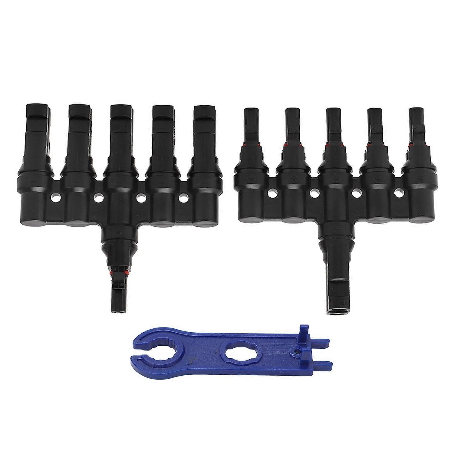 1 Pair Solar Panel Connector T Branch Cable Splitter Coupler Parallel with Wrench 1 to 5