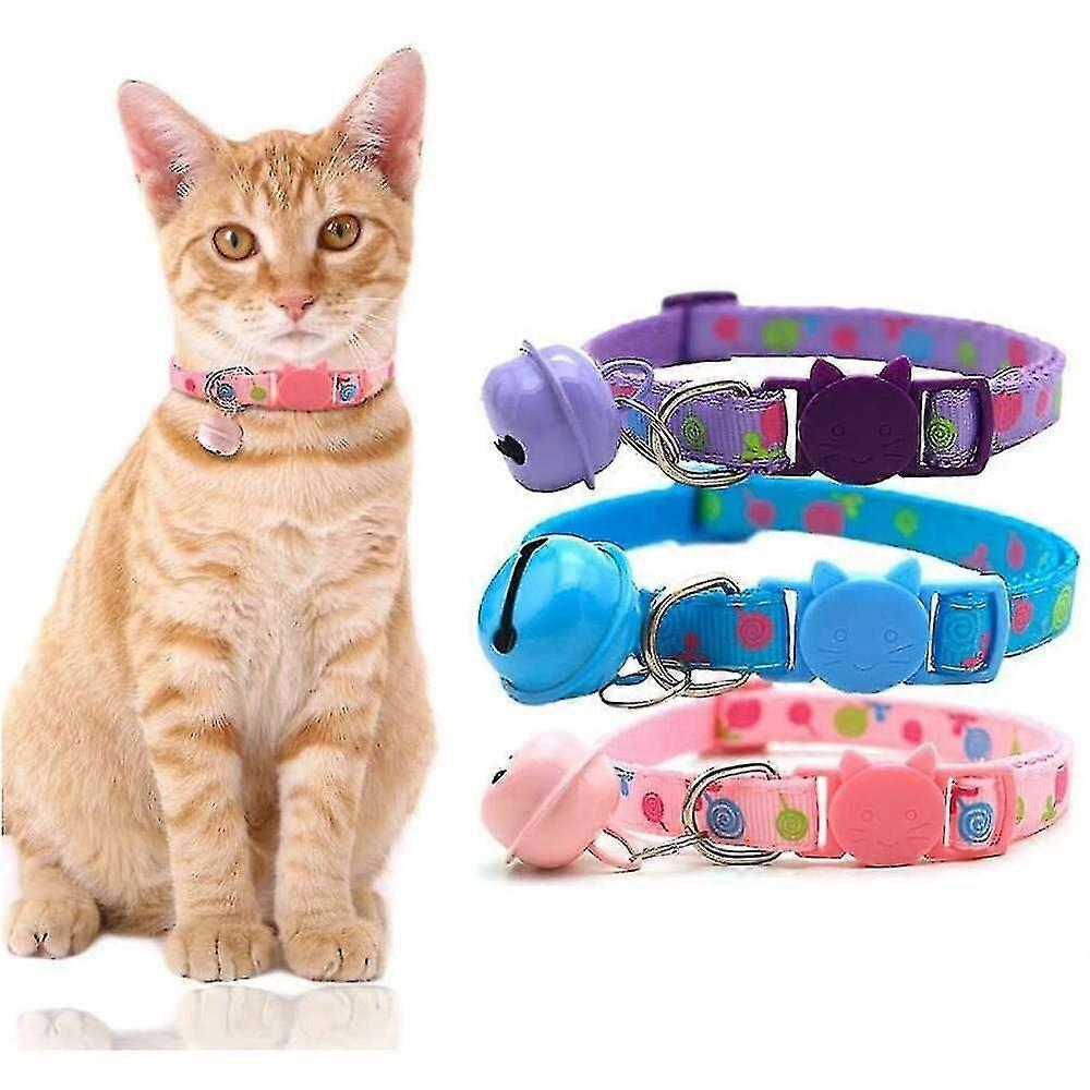 8 Pcs Cat Collars With Bell Adjustable Collar For Cats Small Pets Personalized