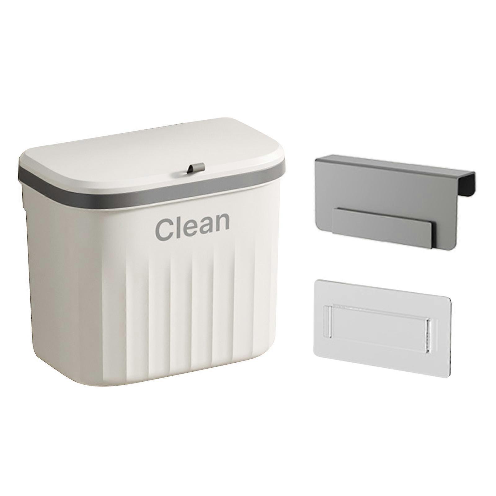 Wall Mounted Trash Can Bin with Lid Waste Bin 8.5/12L Kitchen Hanging Trash Bin Garbage Recycle Dustbin Rubbish Bins White