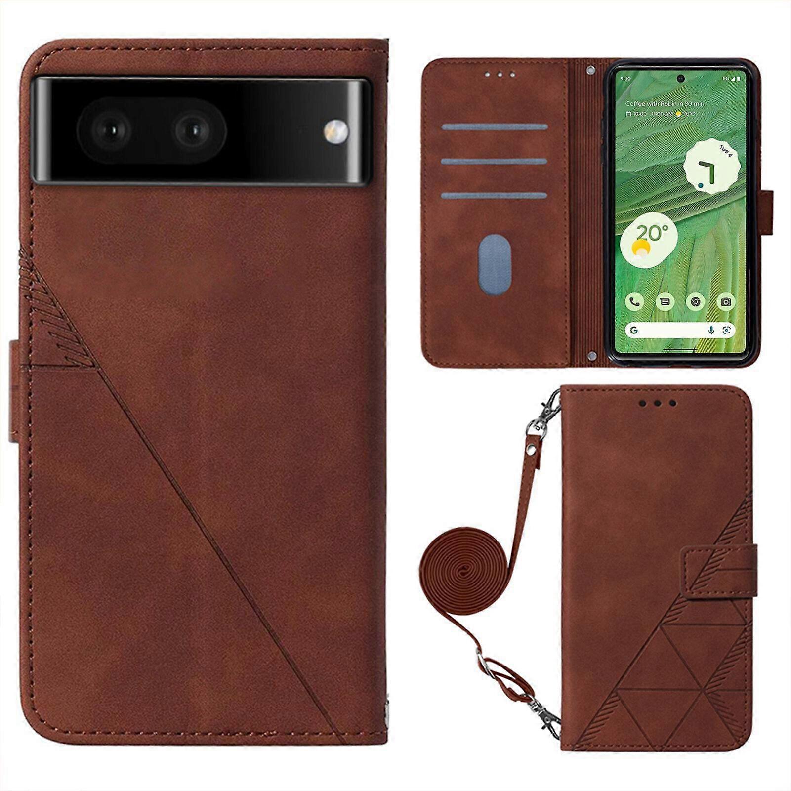 Compatible with Google Pixel 7 Pro Full Protection Soft PU Leather Flip Wallet Phone Case with Card Holder and Long Strap