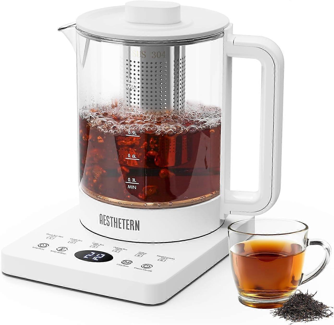 1.5L Glass Electric Tea Kettle with Infuser - Temperature Control and Auto Shut Off