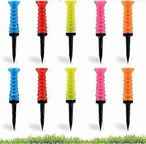 Golf Tees Plastic, Pack of 10 Pcs Soft Rubber Top Golf Tees 3 1/4 Inch Multiple Colors Reduces Friction and side spin