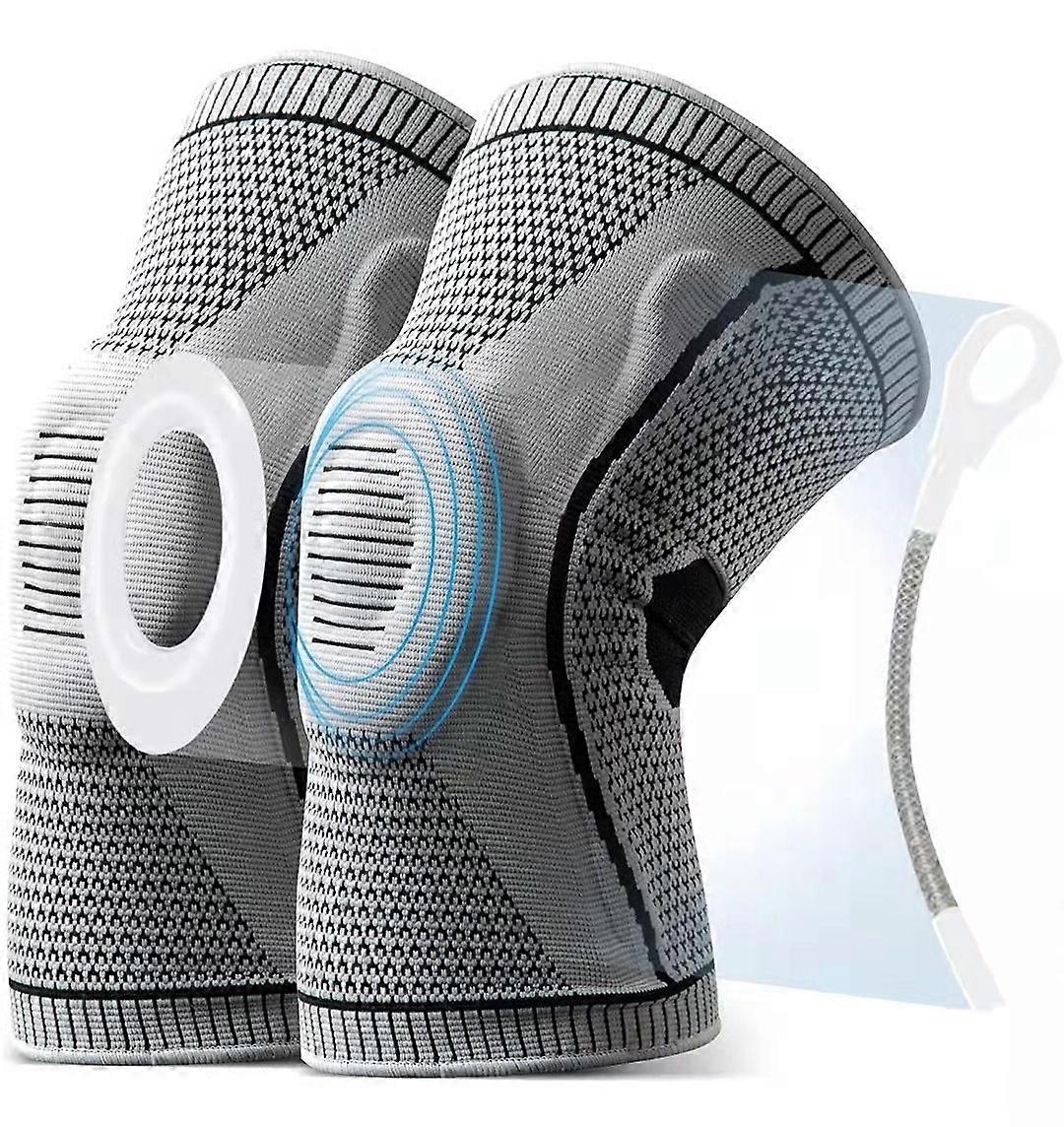 Knee Pain Pads, Ultra Knee Elite Knee Compression Cuff Silicone and Spring Support, Medical Grade Knee Patella Protectora pair XL