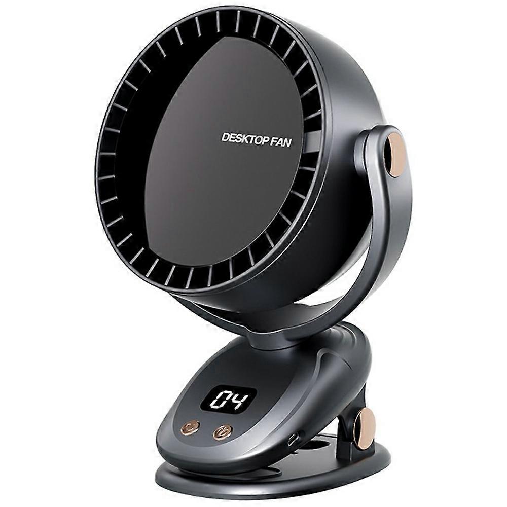 AS 6 Gears Adjustable Clip On Bladeless Fan Rechargeable Desktop Fan ( Built In 3600mAh Battery ) - 