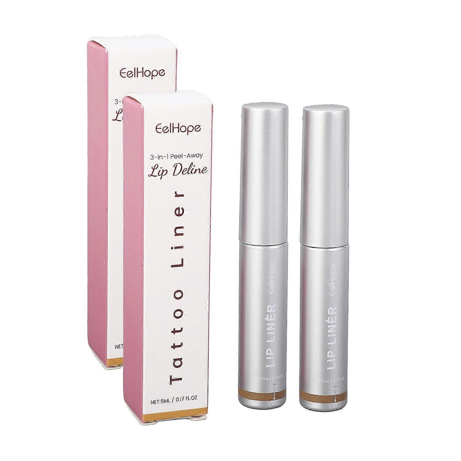 5ml X 2 Peel Off Lip Liner Light Brown Pigmented Moisturizing Long Lasting Waterproof Lip Liner Tatt