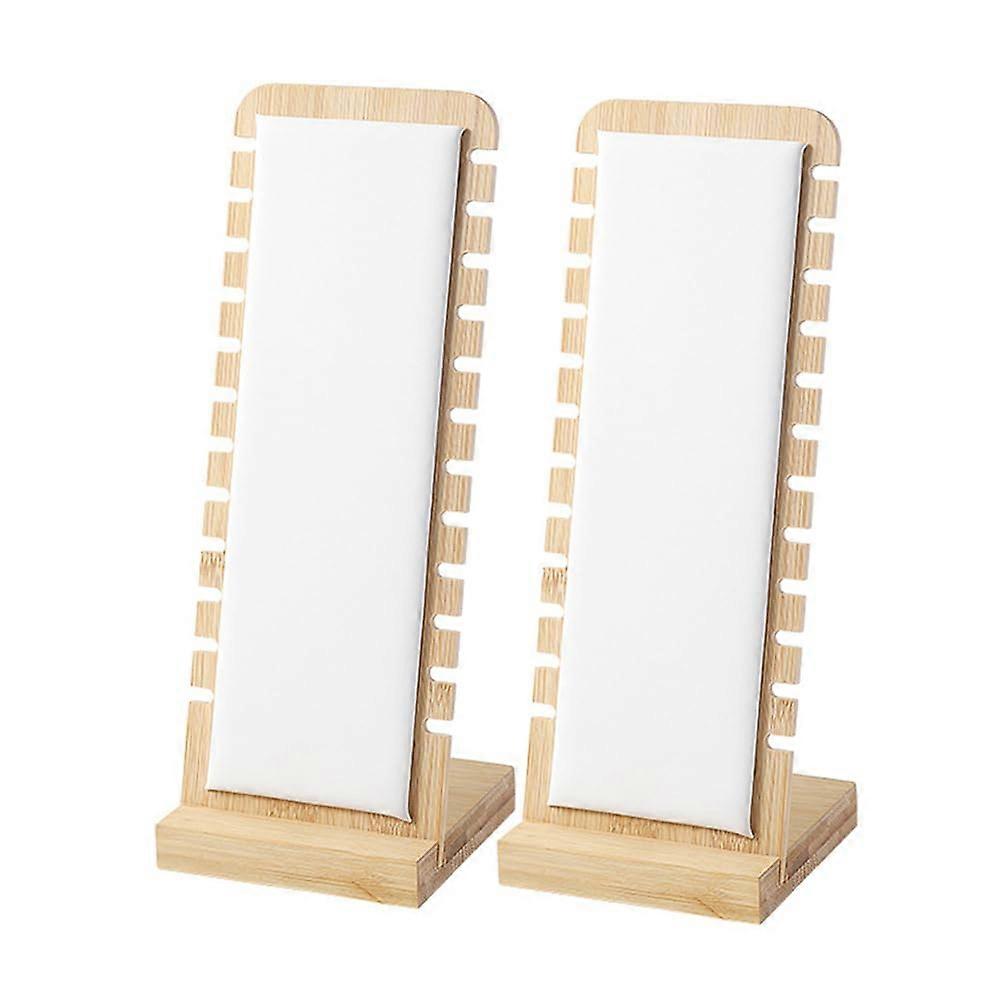 2 Pcs Bamboo Necklace Display Stands for Selling Show Small Size